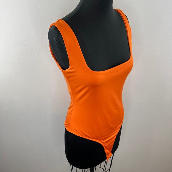 Princess Polly Orange Square Neck Scoop Back Sleeveless Bodysuit One Piece 12 - Picture 3 of 7
